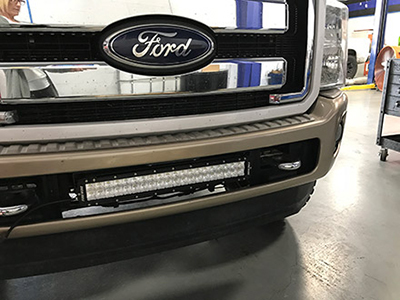 Double Row LED Light Bar on a Ford F250 1